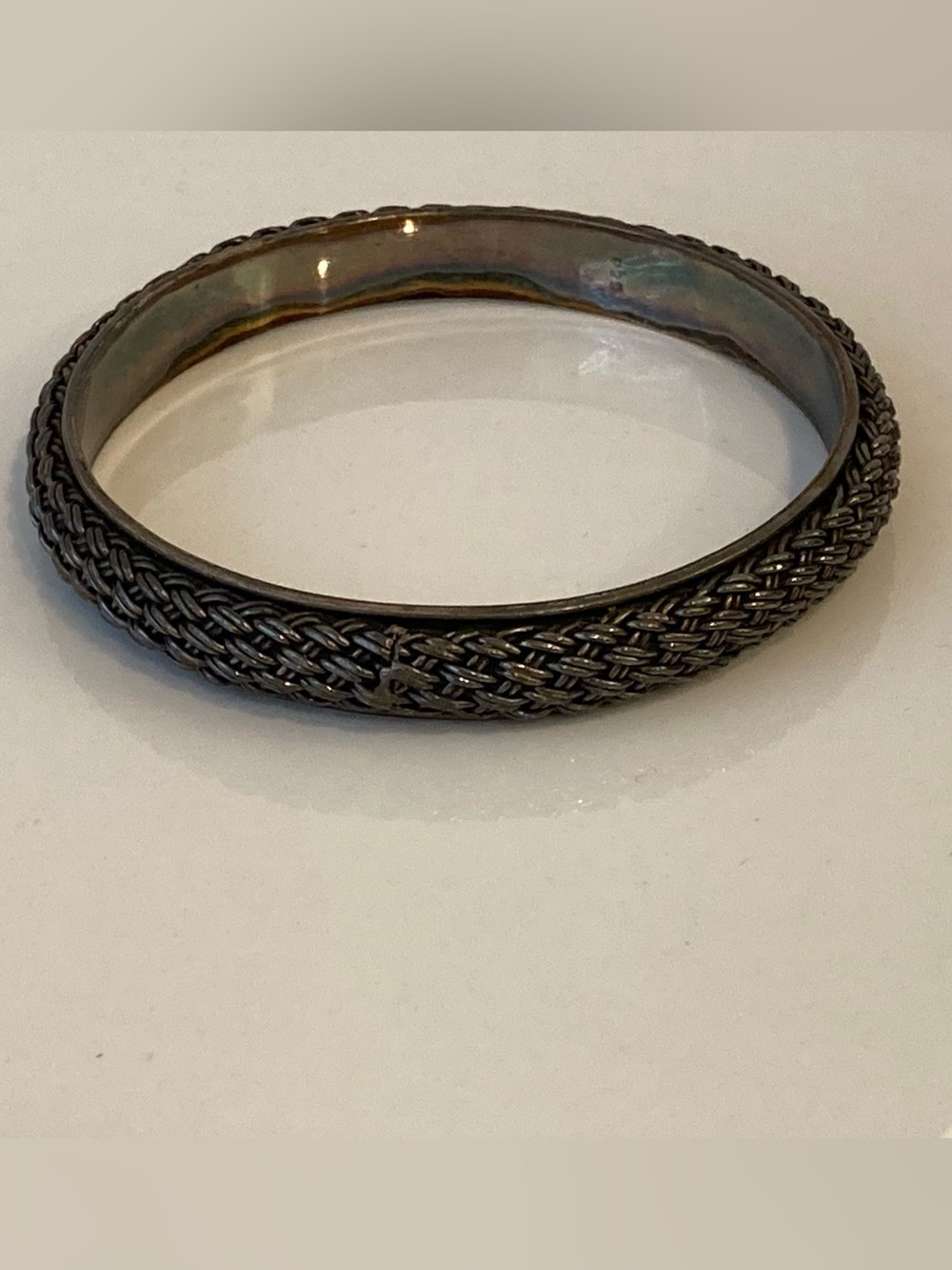 Woven Metal Bangle Bracelet in Dark Silver Tone *House of the Dragon* Brand New